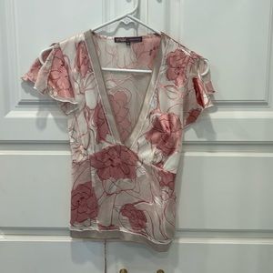 Hale Bob sheer cream and rose size S top
